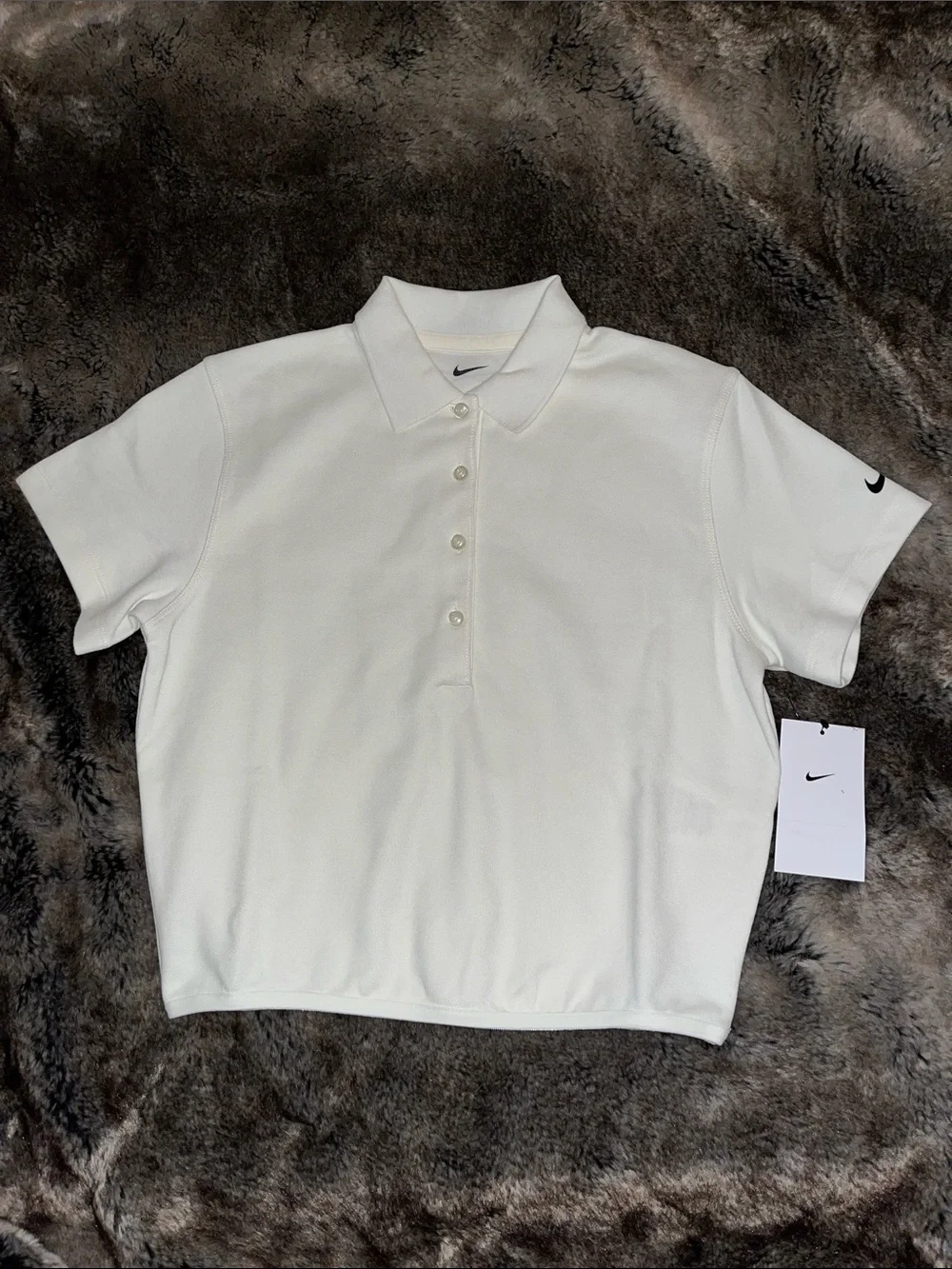 Nike Golf Cropped Polo Shirt Womens S Sail White IF8528 NWT $80